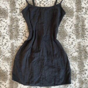 charcoal grey linen mini dress